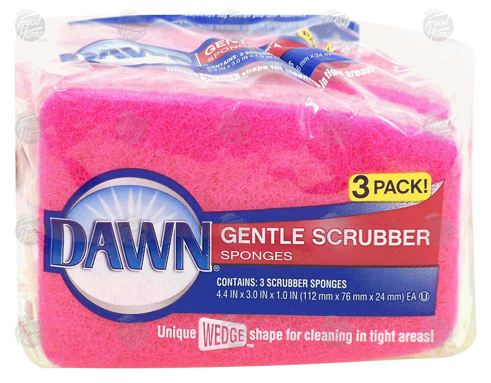 Dawn  gentle scrubber sponges, unique wedge shape for cleaning in tight areas Full-Size Picture